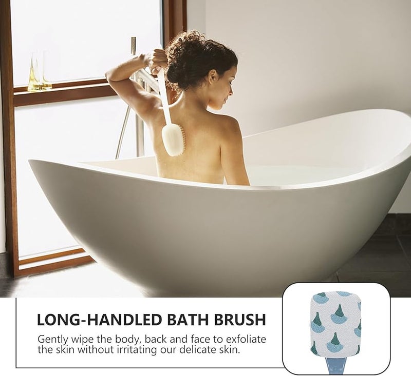 Long Handle Bath Brush With Coarse Exfoliating Surface And Replacement Cloth For Back Scrub - Image 4